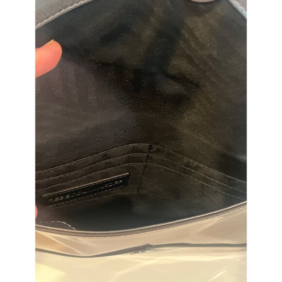 Metallic Silver Envelope Clutch Bag With Snap Closure & Interior Card Slots - Picture 6 of 10